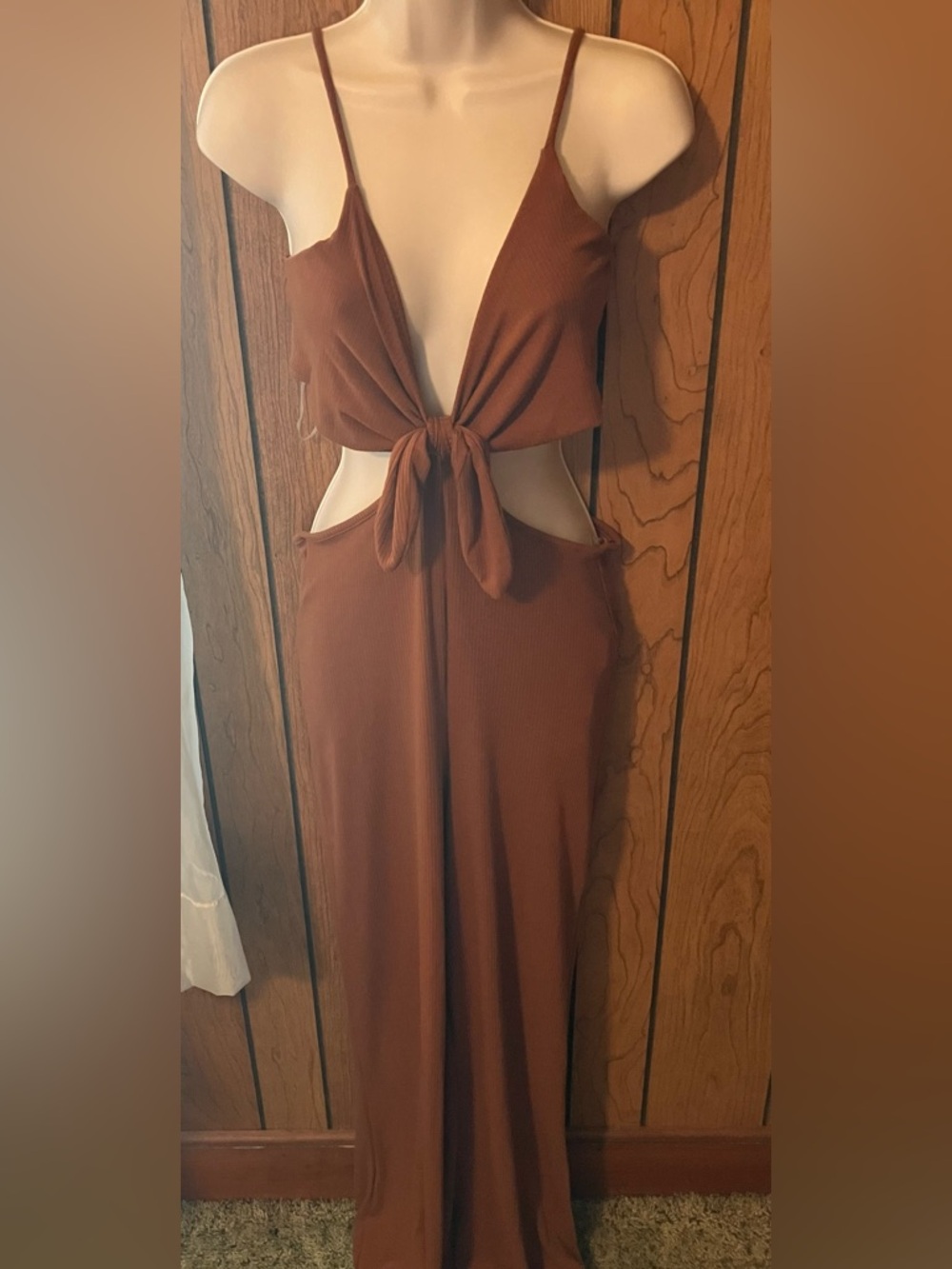 Brown Tie-Front Cutout jumpsuit by Windsor -Large